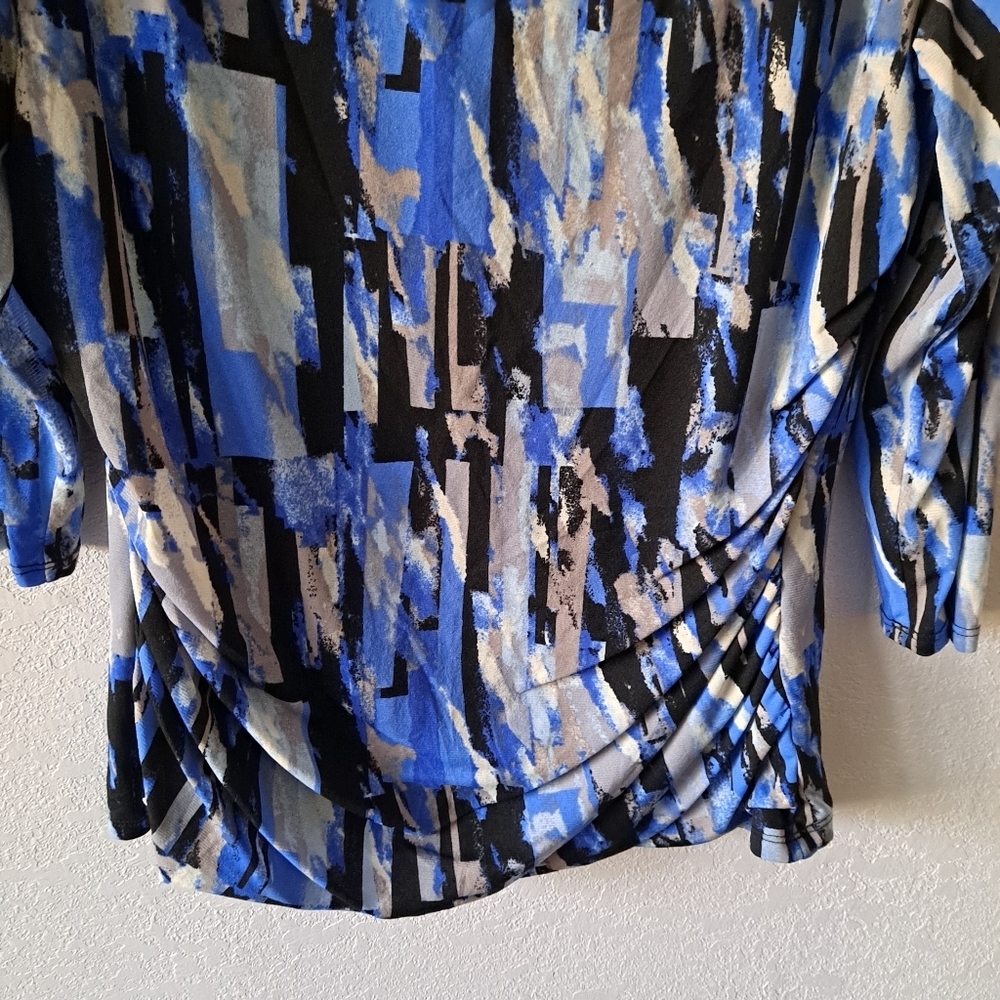 Style&Co. Blue and Black Print Top - Picture 3 of 5